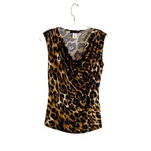 Jennie and Marlis Cowl Neck Animal Print Top Size Small